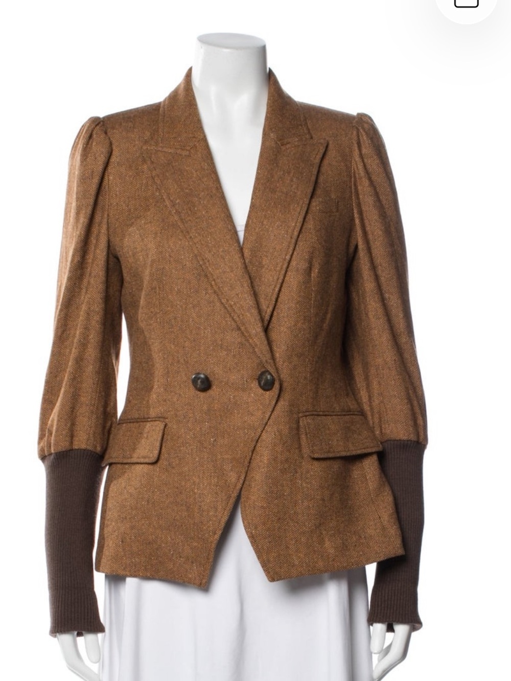 $798 Veronica Beard Bayard Dickey Jacket colorblock Herringbone Camel brown sz 6 - Picture 6 of 16